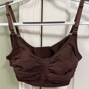 SKIMS Nursing Brown Ruched Bralette size L/XL NWOT